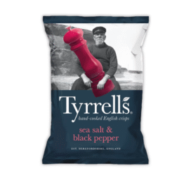 Tyrrell's kartupeļu čipsi ar jūras sāli un melniem pipariem, 150 g