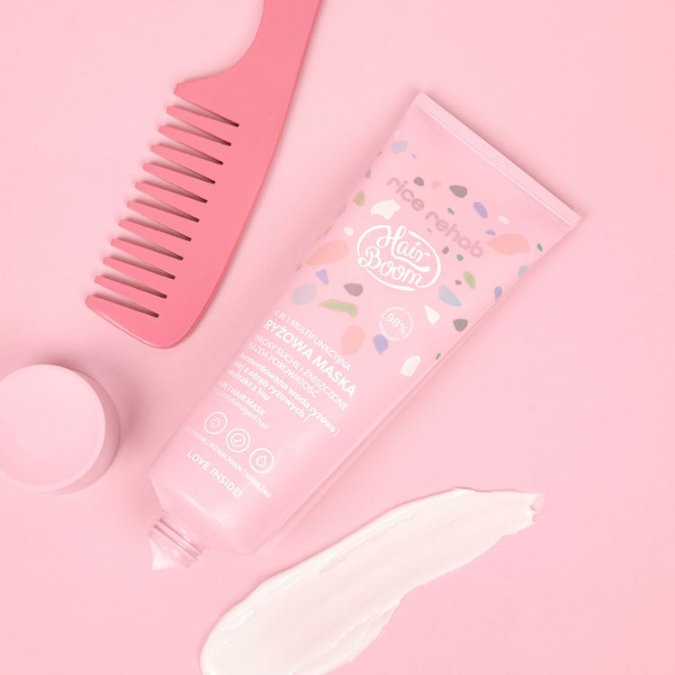 BIELENDA HairBoom Rice Rehab dabīga daudzfunkcionāla 4in1 rīsu maska matiem, 200 ml - Image 3