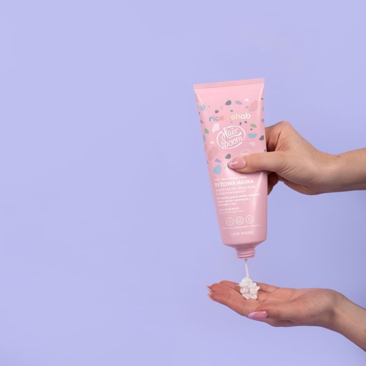 BIELENDA HairBoom Rice Rehab dabīga daudzfunkcionāla 4in1 rīsu maska matiem, 200 ml - Image 2