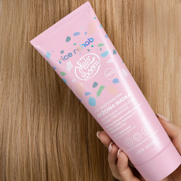 BIELENDA HairBoom Rice Rehab dabīga daudzfunkcionāla 4in1 rīsu maska matiem, 200 ml - Image 5