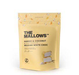 THE MALLOWS organiskās zefīri ar mango, kokosriekstu un balto šokolādi, 90g
