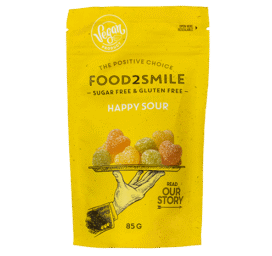 FOOD2SMILE bezcukura skābās želejkonfektes Happy Sour, 85 g