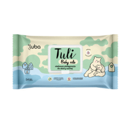 LUBA Tuli bioloģiski noārdāmās un kompostējamās mitrās salvetes ar trim vērtīgiem augu eļļām – saldo mandeļu, kokvilnas un vakara prīmulas eļļu, 50 gab.