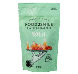 FOOD2SMILE bezcukura želejkonfektes Cola-La Bottles, 90 g