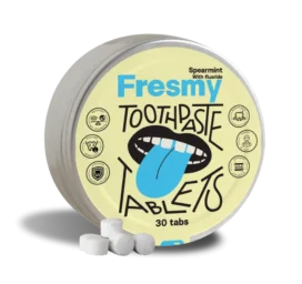 FRESMY Raw Mint (ar fluorīdu) zobu pastas tabletes alumīnija burciņā, 30 gab.