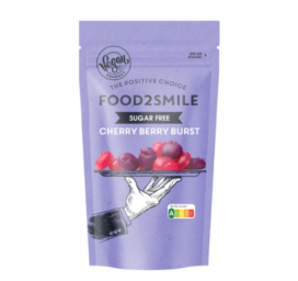 FOOD2SMILE Cherry Berry Burst bezcukura želejas konfektes ar ķiršu un aveņu garšu, 85 g