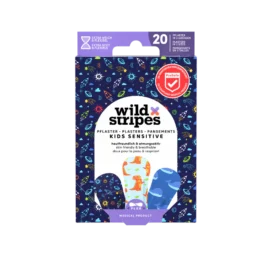 WILD STRIPES bērnu kosmosa jautrības un ādas draudzīgas plāksteri jutīgai ādai, 20 gab.