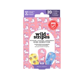 WILD STRIPES bērnu fantāzijas jautrība un ādu saudzējoši plāksteri jutīgai ādai, 20 gab.