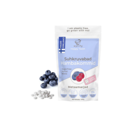 "HAPPY TEETH" ar ksilītu, savvaļas ogu garšas zobu konfektes, 170 gab.