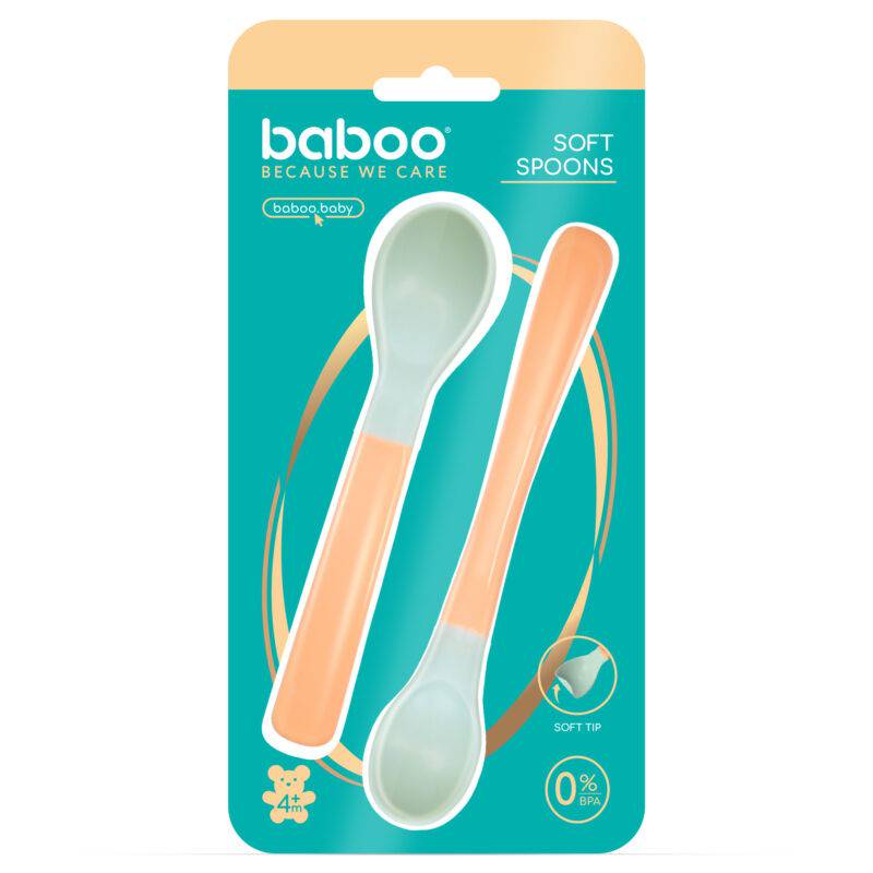 BABOO mīksto galu karotes Peachy Keen, 4+ mēnešiem, 2 gab. - Image 4