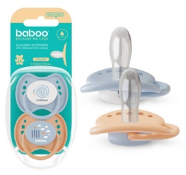 BABOO Calmy simetrisks silikona zīdītājs Blue Haze 6+ mēneši, 2 gab.