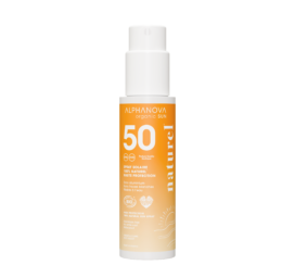 ALPHANOVA 100% dabīgas minerālu filtra sauļošanās aerosols SPF50 ar vaniļas aromātu, 100g