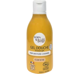 BORN TO BIO karamele, ar organisko bumbieru ekstraktu un miežu ūdeni nomierinoša dušas želeja, 300ml