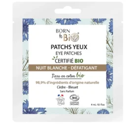 BORN TO BIO acu plāksteri tumšiem un pietūkušiem acu lokiem ar organisku rudzupuķu ziedu ūdeni, Bezmiega nakts