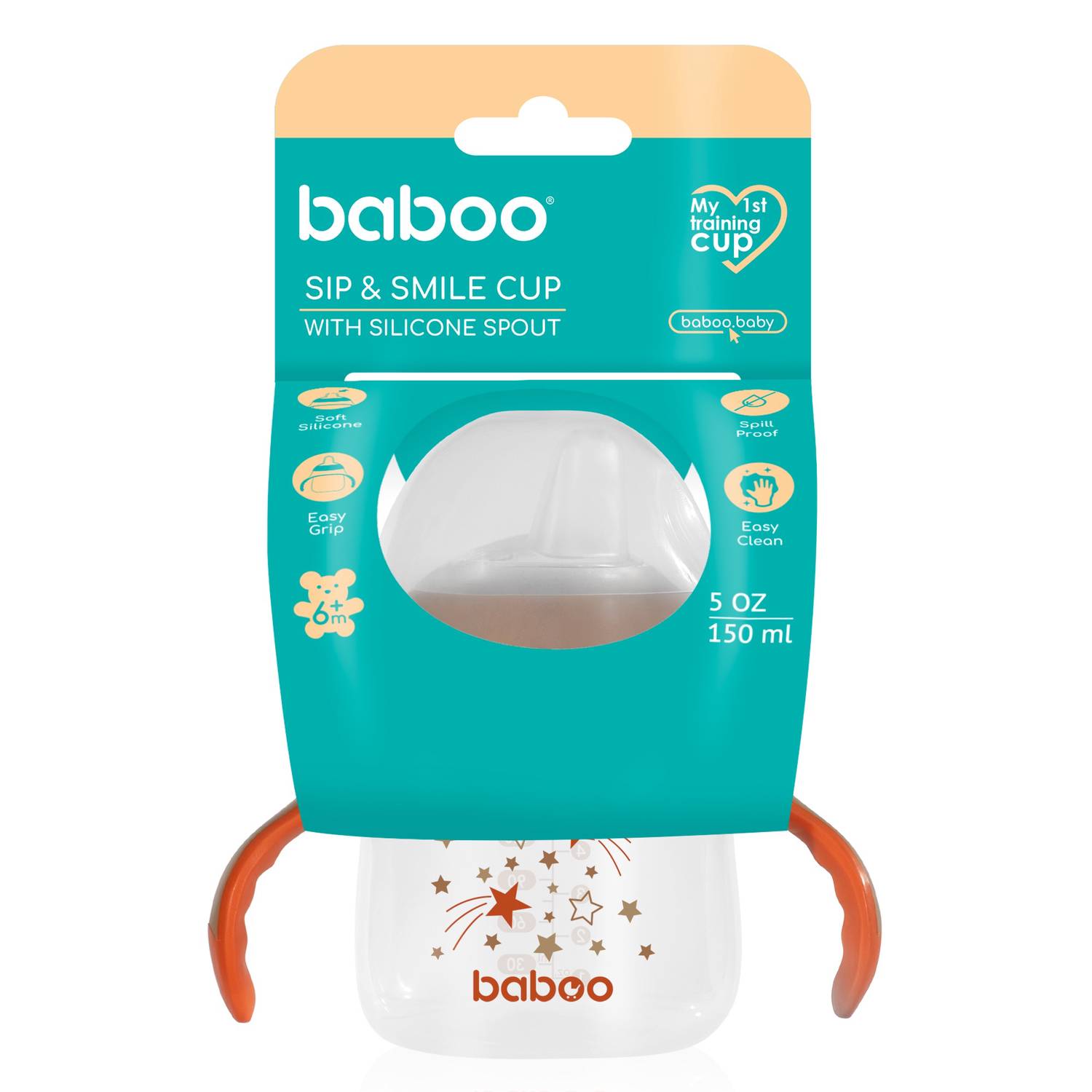 BABOO krūzīte ar silikona snīpīti Au Naturale, no 6 mēnešiem, 150 ml - Image 5