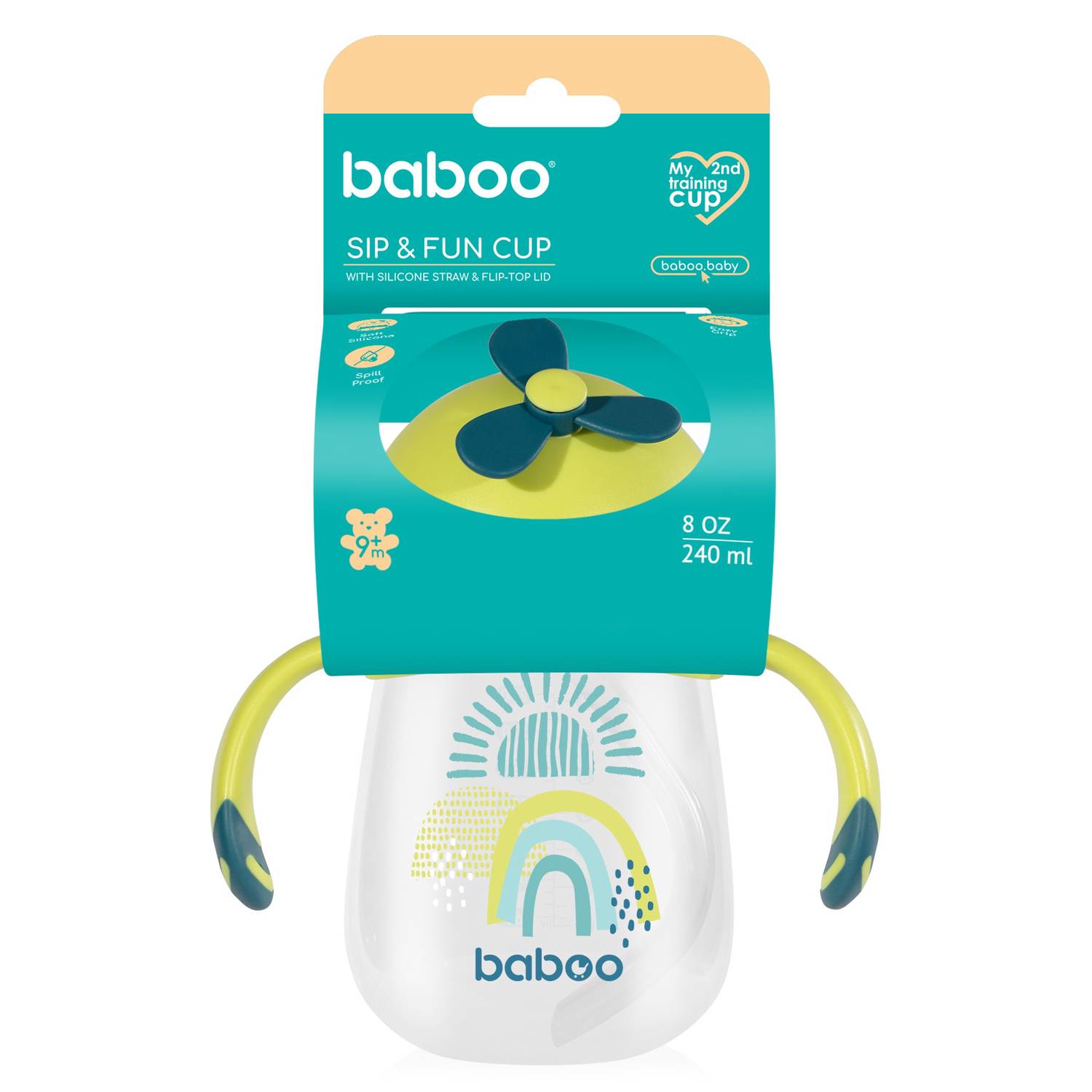 BABOO dzeramā pudele ar silikona salmiņu Lagoon Fiesta, no 9 mēnešiem, 240 ml - Image 5