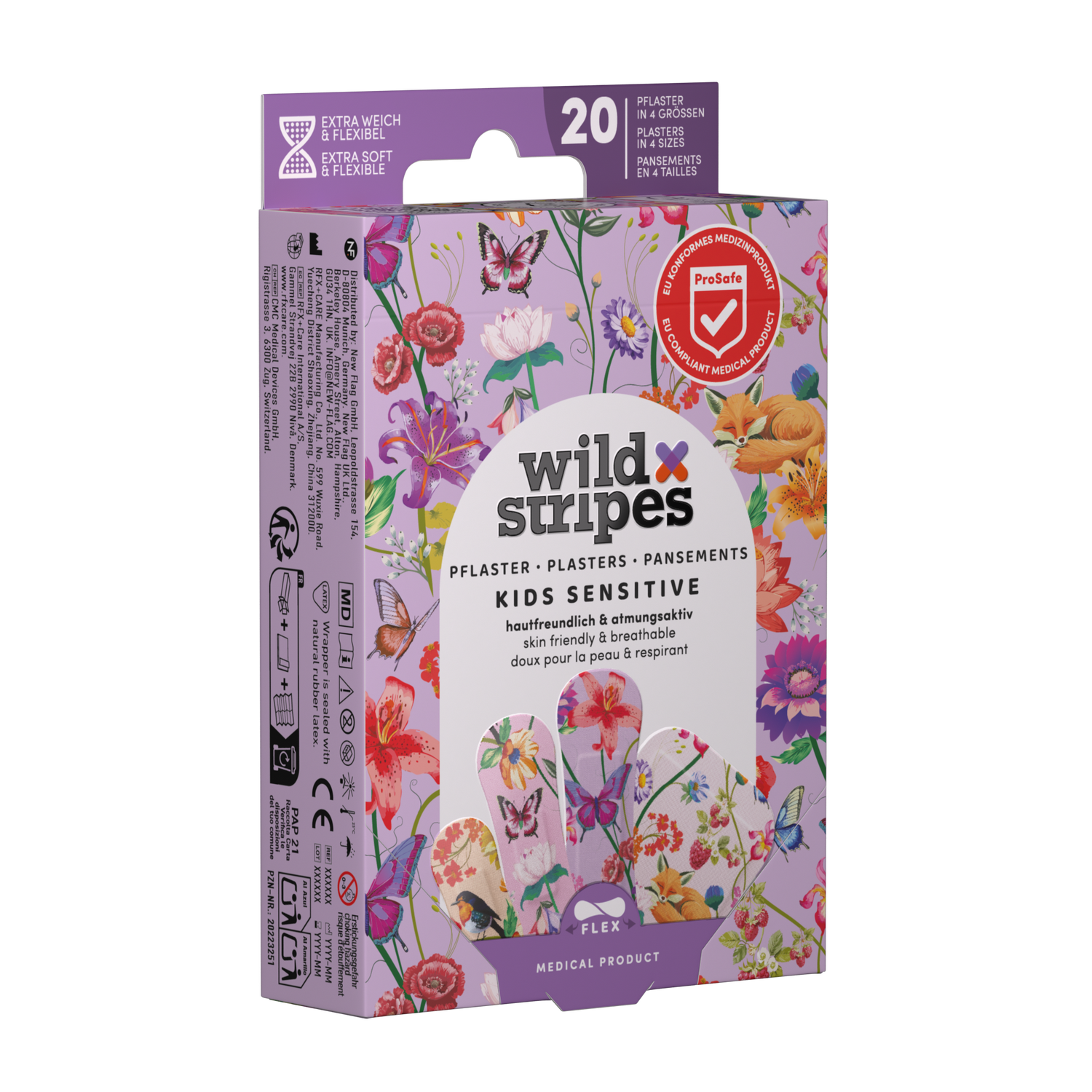 WILD STRIPES Kids Sensitive dārza piedzīvojumu jautri un ādai draudzīgi plāksteri jutīgai ādai, 20 gab. - Image 8