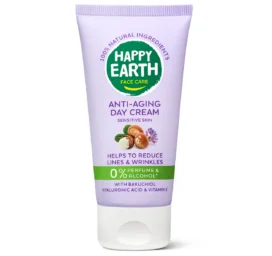 HAPPY EARTH pretnovecošanās dabīgs dienas krēms ar bakuhiolu un hialuronskābi, 50 ml