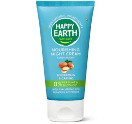 HAPPY EARTH 100% dabīgs barojošs nakts krēms ar alveju un prebiotikām, 50 ml
