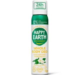 HAPPY EARTH 100% dabīgs visa ķermeņa dezodoranta aerosols ar jasmīna un Ho Wood aromātu, 100 ml