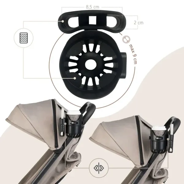 SIPO 2 vienā krūzes un telefona turētājs ratiem, melns - Image 2
