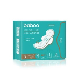 BABOO īpaši plānas, augstas uzsūktspējas higiēniskās paketes regulārai plūsmai, 10 gab.