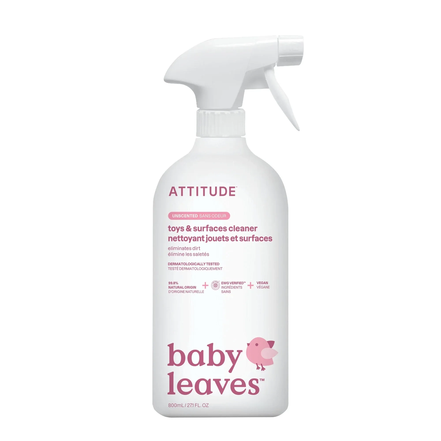 ATTITUDE Little Ones rotaļlietu un bērnistabas tīrīšanas līdzeklis bez smaržvielām, 800 ml