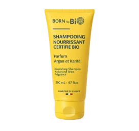 BORN TO BIO mitrinošs un barojošs šampūns sausiem matiem ar šī sviestu un argāna eļļu, 200 ml