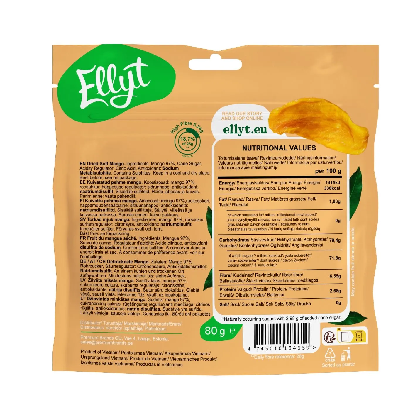 Ellyt kaltēts mīksts mango, 80 g - Image 2