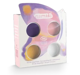 NAMAKI BIO sejas krāsu komplekts: rozā, violeta, zeltaini dzeltena, balta un pagaidu tetovējumi, Tauriņš