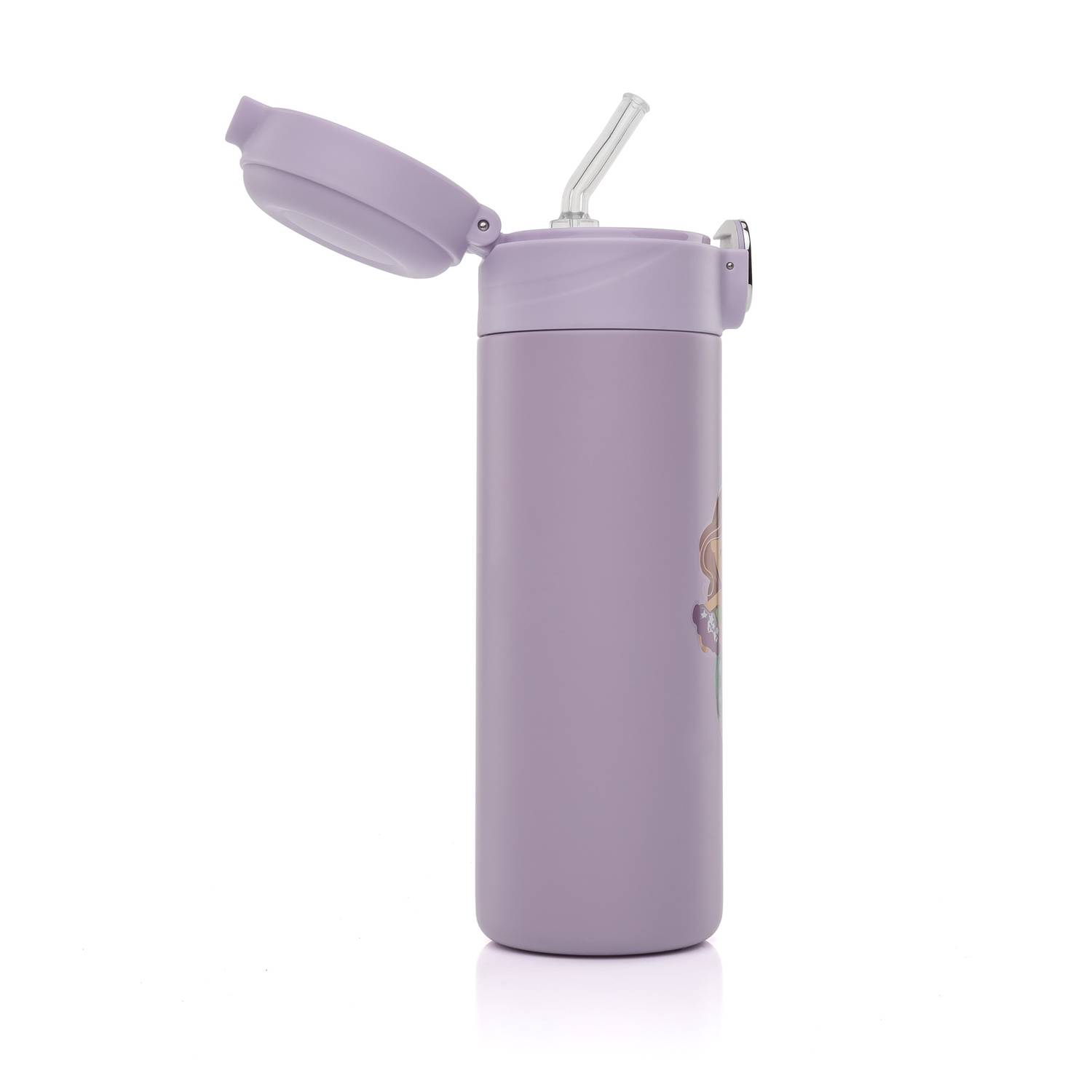REER integrēta salmiņa dzeramā pudele bērniem, violeta - Image 3