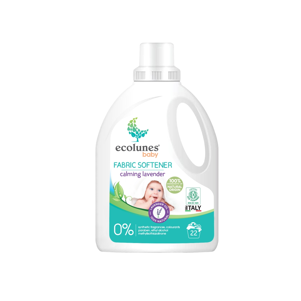 ECOLUNES Friendly organisks lavandas aromāta veļas mīkstinātājs zīdaiņiem un alerģijas slimniekiem, 1000 ml