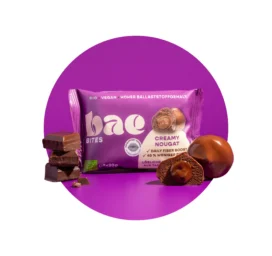 BAE bioloģiski dateļu kumosiņi ar nugas krēmu Šveices šokolādē Krēmīga nuga, 2x20g
