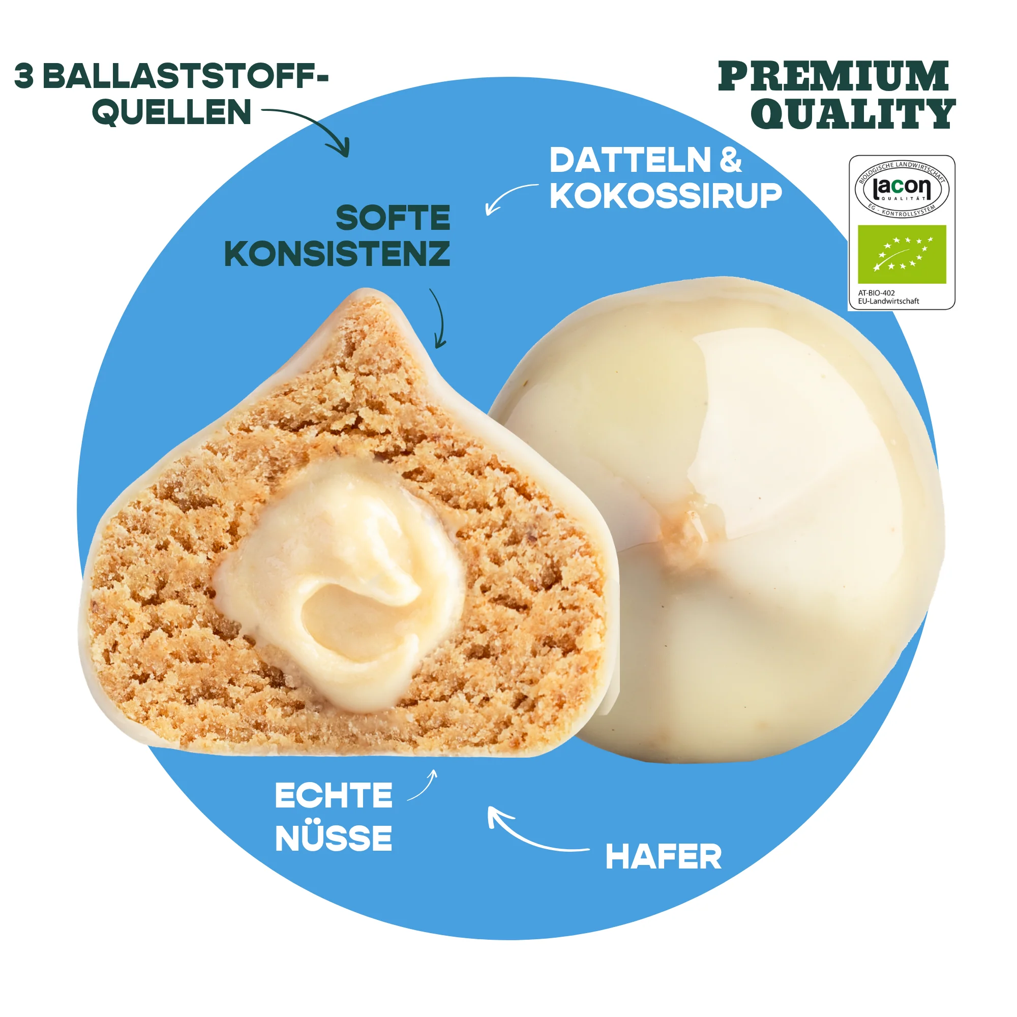 BAE bioloģiski dateļu kumosiņi ar vaniļas krēma pildījumu Šveices šokolādes glazūrā ar Burbonas vaniļu, 2x20g - Image 2