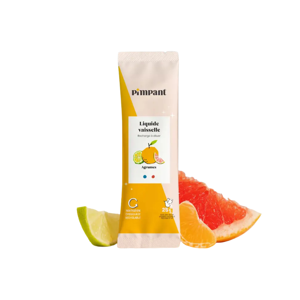 PIMPANT trauku mazgāšanas līdzekļa uzpildes pulveris ar citrusaugļu aromātu, 25 g