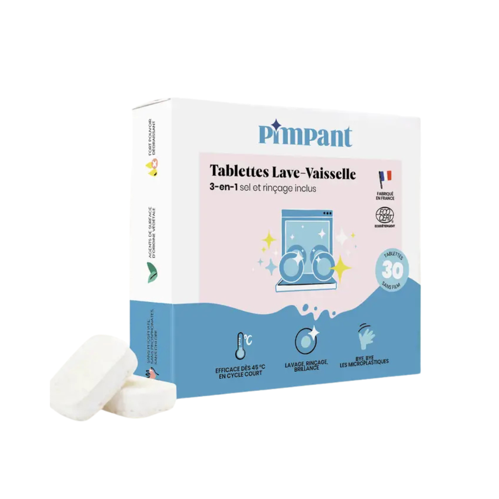 PIMPANT 3 vienā trauku mazgājamās mašīnas tabletes bez plēves, 30 gab.