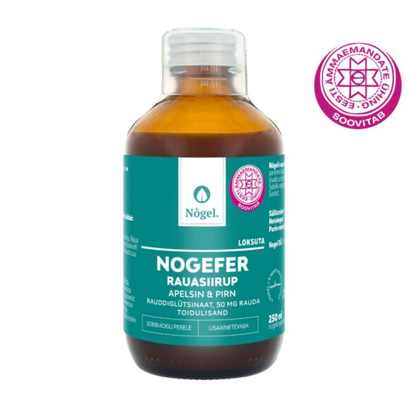 NOGEL NOGEFER dzelzs sīrups ar apelsīnu un bumbieru garšu 50 mg/15 ml, 250 ml