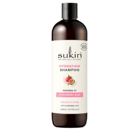 SUKIN mitrinošs šampūns ar ličī, hialuronskābi un tropisko augļu aromātu, 500 ml