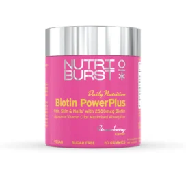 NUTRIBURST Daily Nutrition biotīna gumijas konfektes matiem, ādai un nagiem PowerPlus, 60 gab.