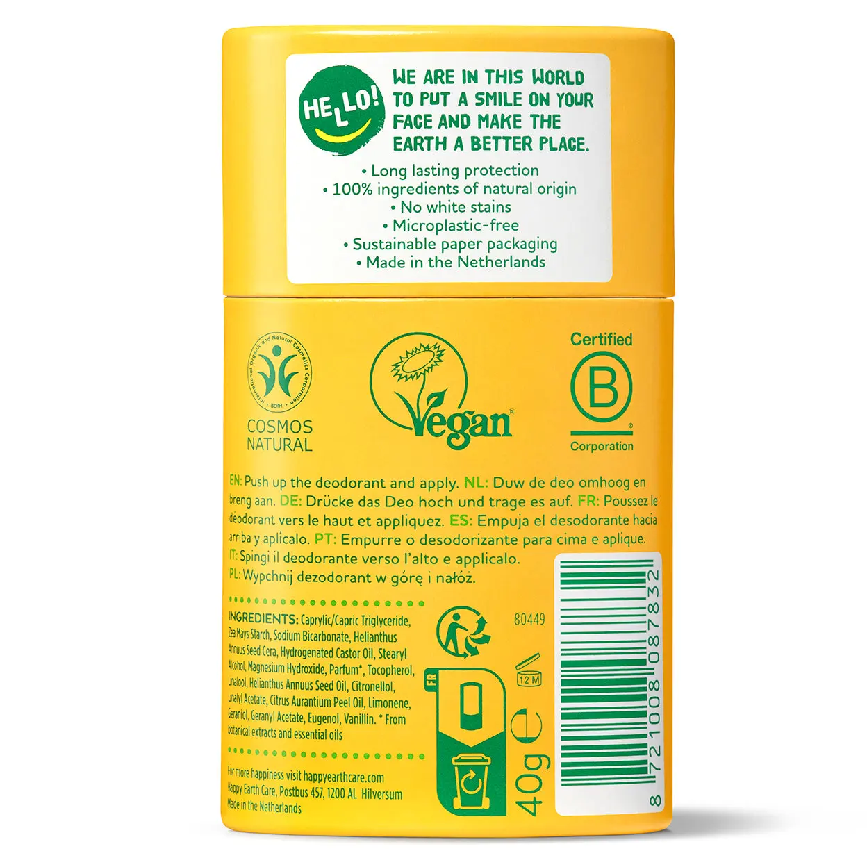 HAPPY EARTH 100% dabīgs cietais dezodorants ar jasmīna un Ho Wood aromātu, 40 g - Image 2