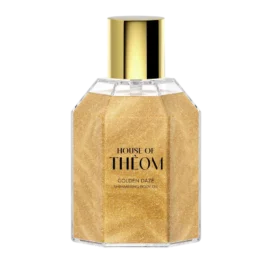 HOUSE OF THEOM Golden Daze ķermeņa eļļa ar mirdzošām daļiņām, mandeļu un vīnogu kauliņu eļļa, 80 ml