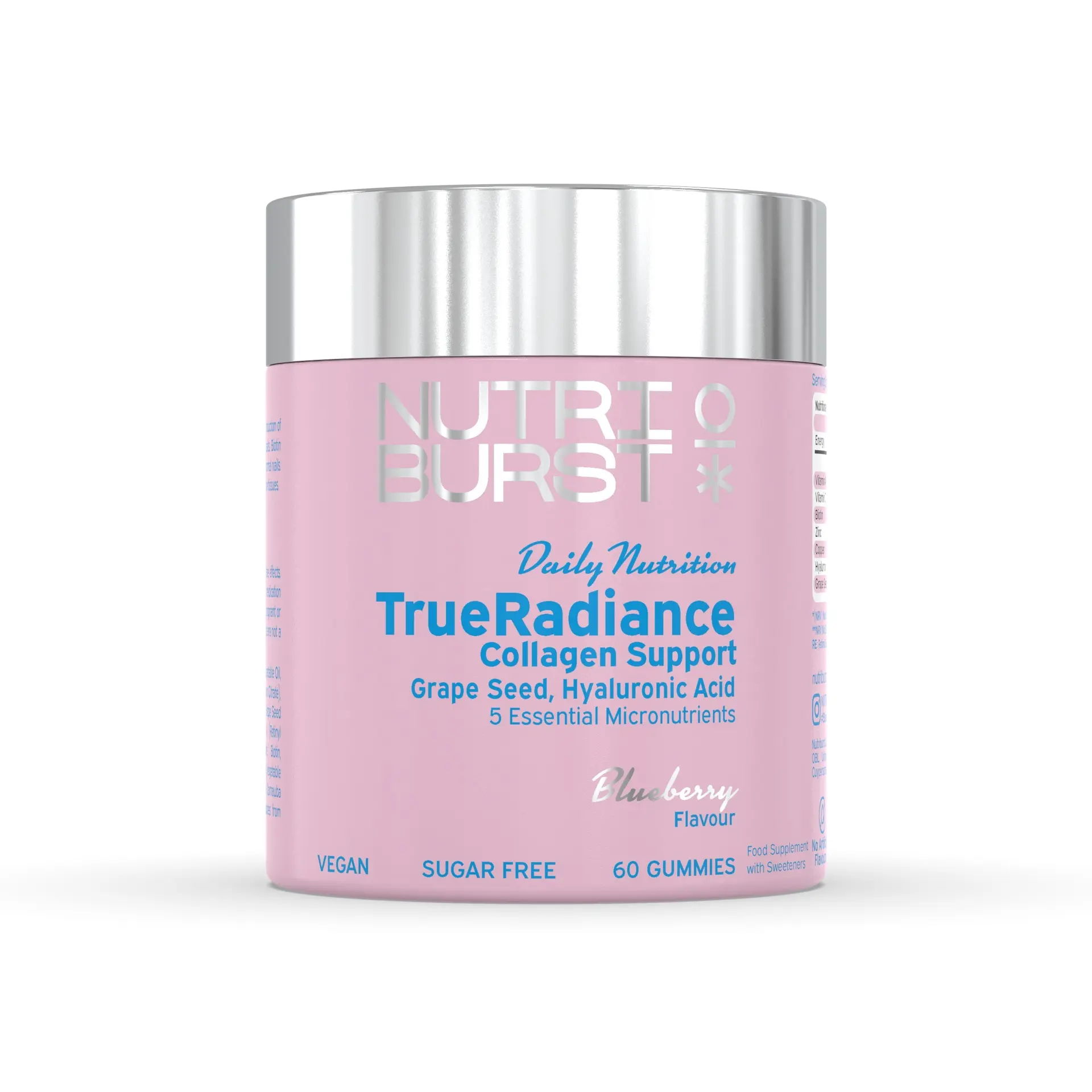 NUTRIBURST Daily Nutrition kolagēna veidošanos veicinošas gumijas ar hialuronskābi un C vitamīnu True Radiance, 60 gab.