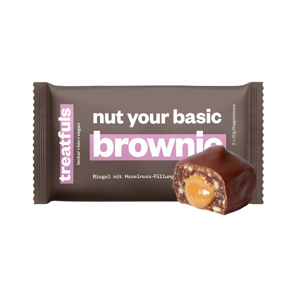 TREATFULS tumšās šokolādes tāfelīte ar braunija pildījumu Nut Your Basic Brownie, 2 × 20 g