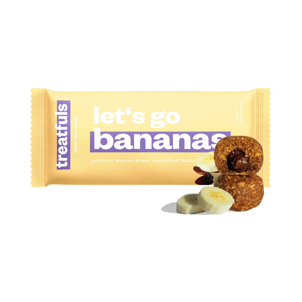 TREATFULS enerģijas bumbiņas ar banānu maizes pildījumu Let’s Go Bananas, 2 x 17 g