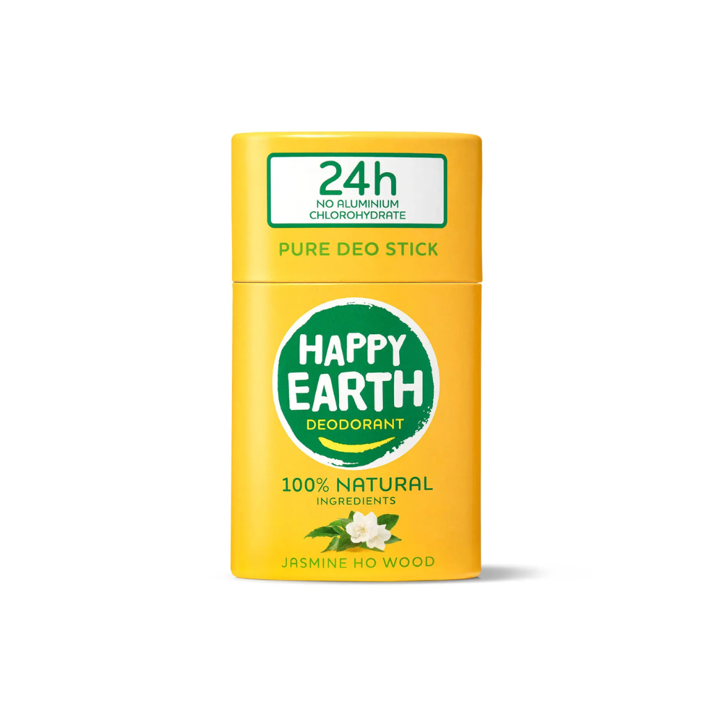 HAPPY EARTH 100% dabīgs cietais dezodorants ar jasmīna un Ho Wood aromātu, 40 g