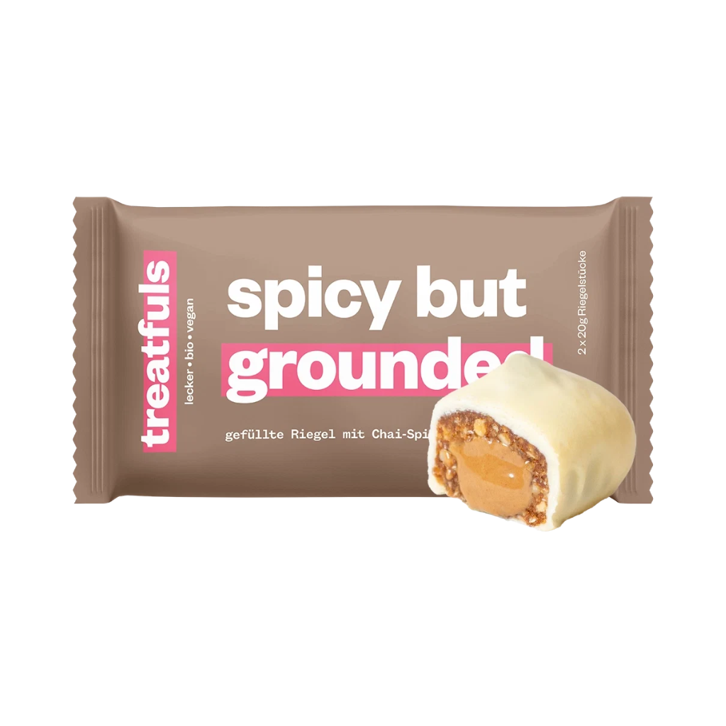 TREATFULS baltās šokolādes tāfelīte ar chai latte pildījumu Spēcīga, bet līdzsvarota, 2 × 20 g