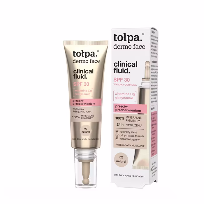 TOŁPA Dermo Face Clinical pretpigmentācijas tonālais krēms SPF30 tonis Natural 02, 25 ml