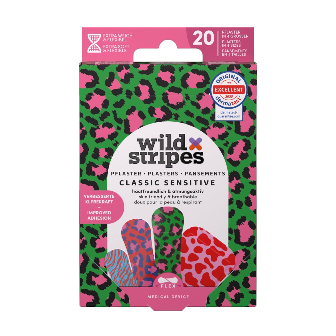 WILD STRIPES Classic Sensitive Animal Color dzīvnieku raksta ādai draudzīgi un hipoalerģiski plāksteri, 20 gab.