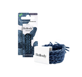 BELLODY pītas matu gumijas Blue Jeans, 4 gab.