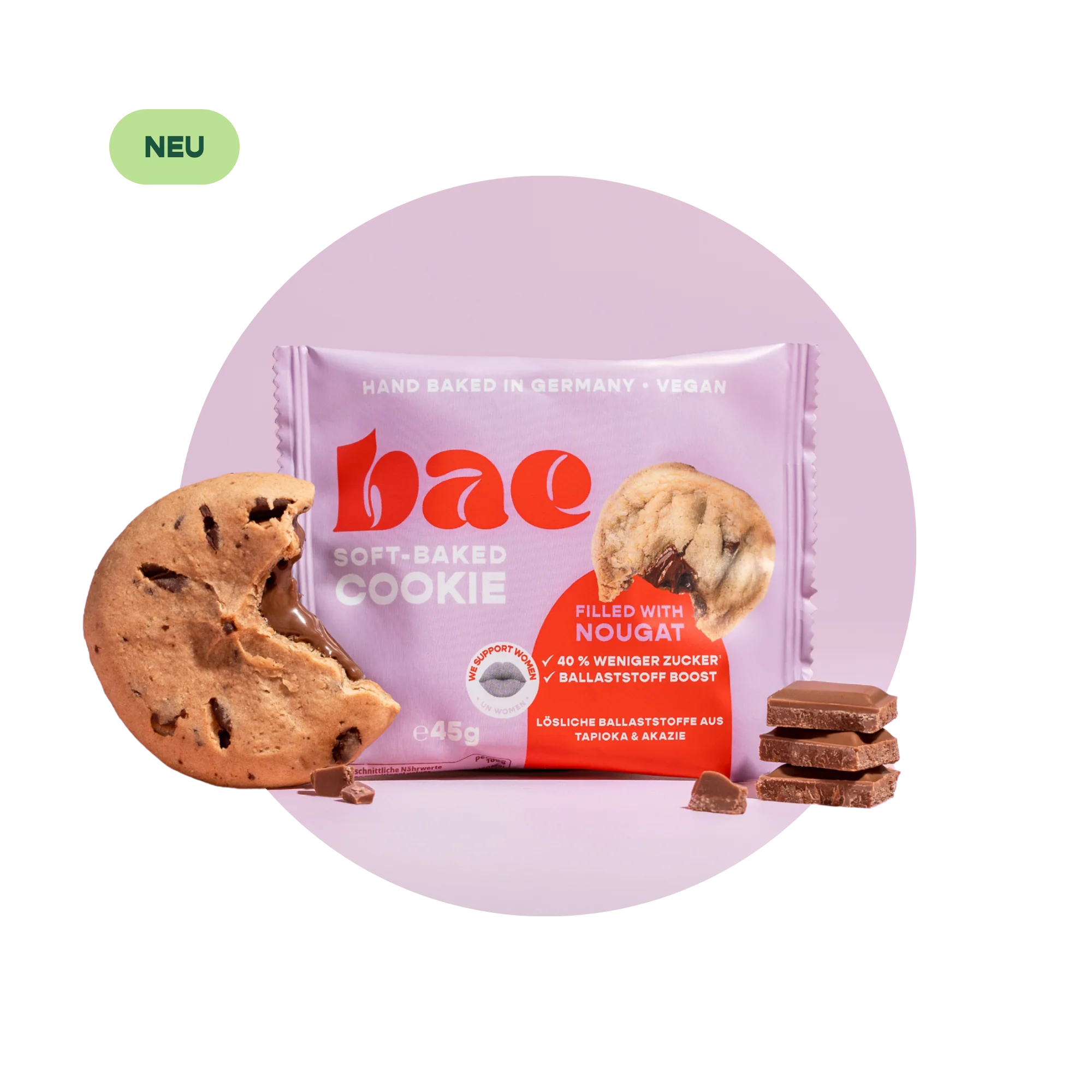 BAE cepti vegāni cepumi ar nugas krēma pildījumu, nuga, 45 g